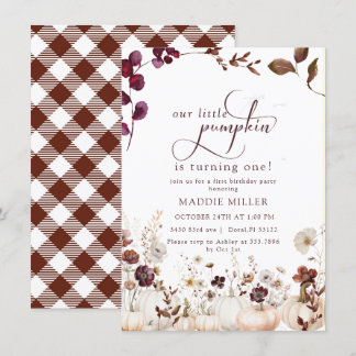 Wasserfarbe Little Pumpkin | Floral First Geburtst Einladung