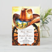 Wasserfarbe Little Rodeo Cowboy Babydusche Einladung (Stehend Vorderseite)