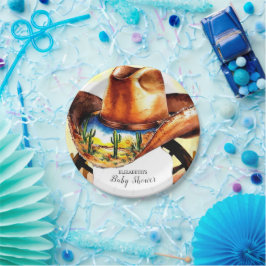 Wasserfarbe Little Rodeo Cowboy Babydusche Pappteller