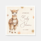 Wasserfarbe Llama Boho Beige Babydusche Serviette (Vorderseite)