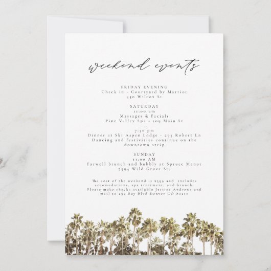 Wasserfarbe Los Angeles California Skyline Palm Einladung (Rückseite)