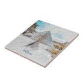 Wasserfarbe Louvre, Paris Keramik Tile Fliese (Seite)