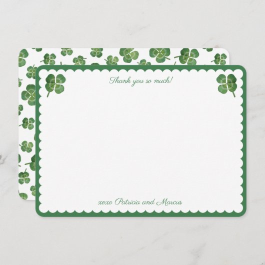 Wasserfarbe Lucky Liebe St. Patricks Brautparty Dankeskarte (Vorne/Hinten)