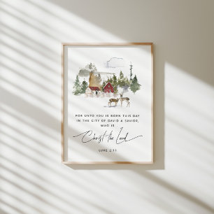 Wasserfarbe Luke 2:11 Weihnachtsbibel Vers Poster