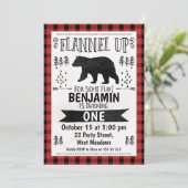 Wasserfarbe Lumberjack 1. Geburtstag Einladung (Stehend Vorderseite)