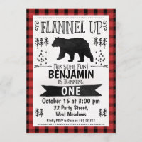Wasserfarbe Lumberjack 1. Geburtstag Einladung