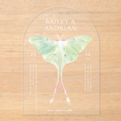 Wasserfarbe Luna Moth Wedding Acryleinladungen (Vorderseite)