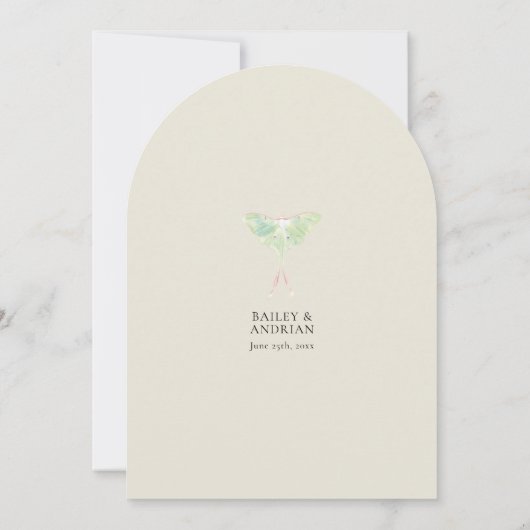 Wasserfarbe Luna Moth Wedding Einladung (Rückseite)