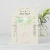 Wasserfarbe Luna Moth Wedding Einladung (Stehend Vorderseite)
