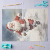 Wasserfarbe lustiger Weihnachtsmann im Schneewald Seidenpapier (Basteln)