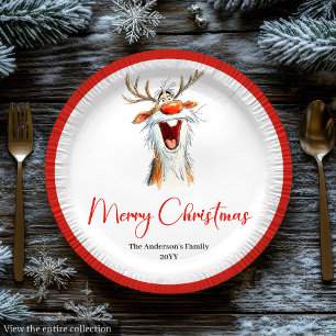Wasserfarbe Lustiger Weihnachtsmann Individuelle W Pappteller