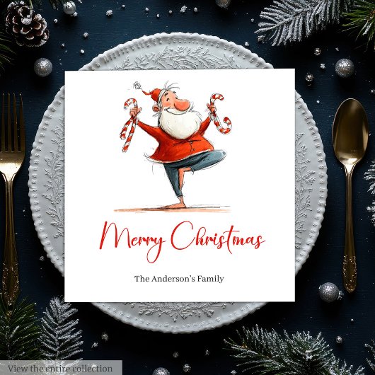 Wasserfarbe Lustiger Weihnachtsmann Personalisiert Serviette