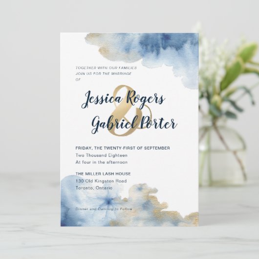 Wasserfarbe Lux Hochzeitseinladung 5" x 7" Einladung (Stehend Vorderseite)