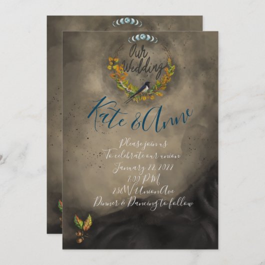 Wasserfarbe Mabon Feier Hochzeit Einladung (Vorne/Hinten)