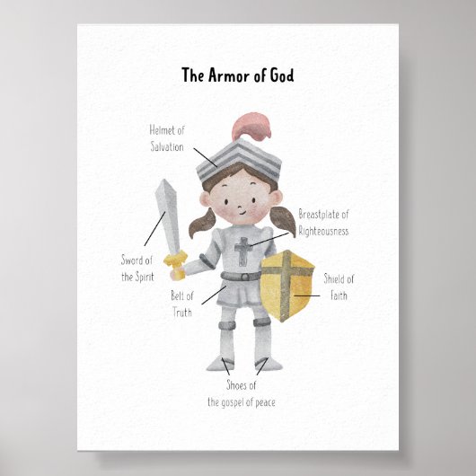 Wasserfarbe Mädchen die Rüstung Gottes Poster (Vorne)