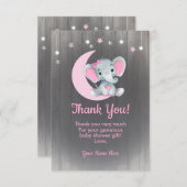 Wasserfarbe Mädchen Elefant Danke Karte Rosa (Vorne/Hinten)