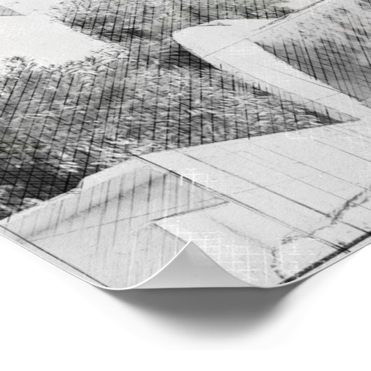 Wasserfarbe Madrid Skyline Poster - Spanien Stadts (Ecke)