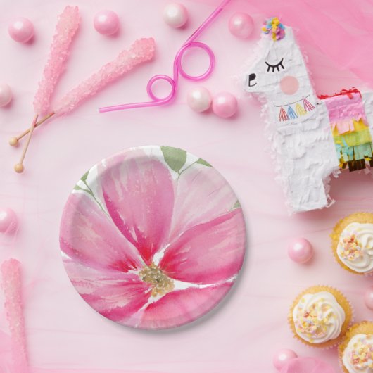 Wasserfarbe Magenta Bloom Pappteller (Party)