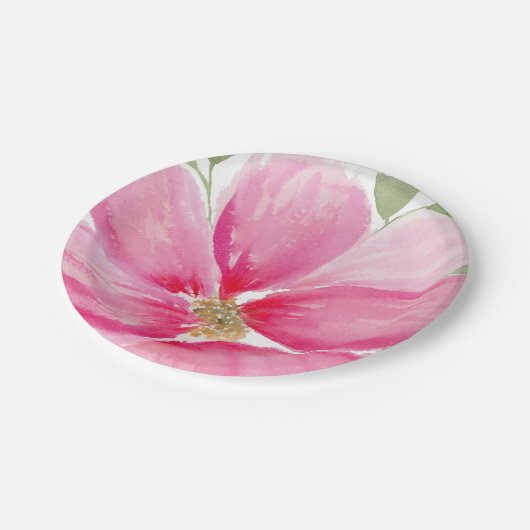 Wasserfarbe Magenta Bloom Pappteller (Schrägansicht)