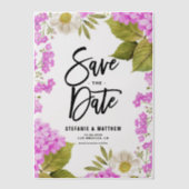 Wasserfarbe Magenta Hydrangea Save the Date Pergament Einladungen (Vorderseite)