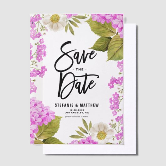 Wasserfarbe Magenta Hydrangea Save the Date Pergament Einladungen (Versetzt)