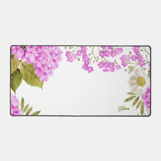 Wasserfarbe Magenta Hydrangeas Personalisiert Schreibtischunterlage (Vorderseite)