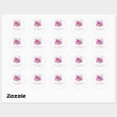 Wasserfarbe Magenta Peony - Hochzeitsticker Runder Aufkleber (Blatt)