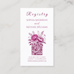 Wasserfarbe Magenta Peony - Registry-Honeymoon Visitenkarte