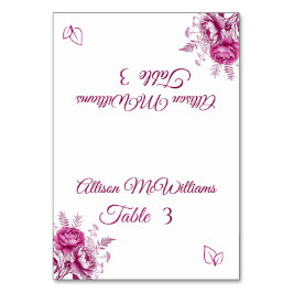 Wasserfarbe Magenta Peony-Vegetarian-Wedding- Tischnummer