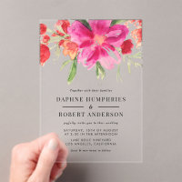 Wasserfarbe Magenta Rosa Blume Botanische Hochzeit