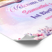 Wasserfarbe Magisches Einhorn Pastel Rainbow Gebur Poster (Ecke)