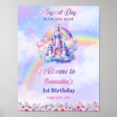 Wasserfarbe Magisches Einhorn Pastel Rainbow Gebur Poster (Vorne)