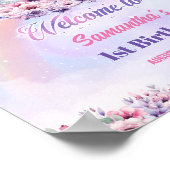 Wasserfarbe Magisches Einhorn Pastel Rainbow Gebur Poster (Ecke)