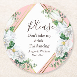 Wasserfarbe Magnolia Blush Ich tanze Runder Pappuntersetzer