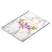 Wasserfarbe Magnolia Florals auf weißem Marmor Notizblock (Linke Seite)
