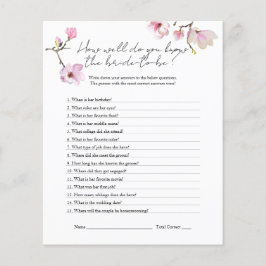 Wasserfarbe Magnolia Know the Bride Dusche Spiel Flyer