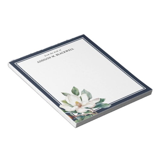 Wasserfarbe Magnolia Navy Blau vom Schreibtisch au Notizblock (angewinkelt)