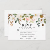 Wasserfarbe Magnolias Rosen Hochzeit RSVP Karte (Vorne/Hinten)