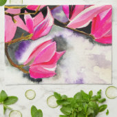 Wasserfarbe Magnolie Rosa Geschirrtuch (Gefaltet)