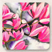 Wasserfarbe Magnolie Rosa Getränkeuntersetzer (Vorderseite)