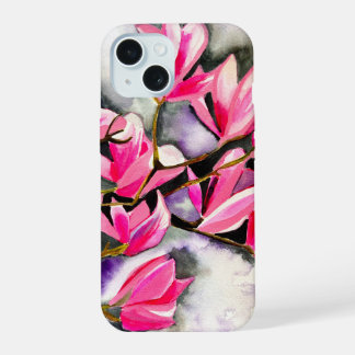 Wasserfarbe Magnolie Rosa iPhone 15 Hülle
