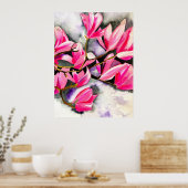 Wasserfarbe Magnolie Rosa Poster (Küche)