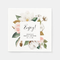 Wasserfarbe Magnolien & Blush Brautparty Napkins