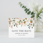 Wasserfarbe Magnolien Rosen Save the Date Postkarte (Stehend Vorderseite)