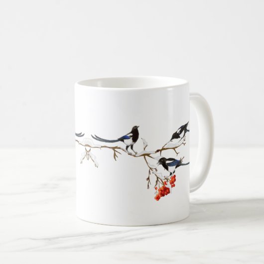 Wasserfarbe Magpie Vögel Natur Kunst Kaffeetasse (VorderseiteRechts)