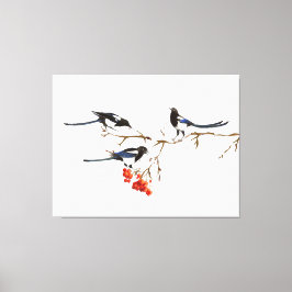 Wasserfarbe Magpie Vögel Natur Kunst Leinwanddruck