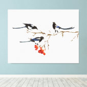 Wasserfarbe Magpie Vögel Natur Kunst Leinwanddruck (Insitu (Holzboden))