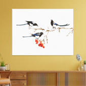 Wasserfarbe Magpie Vögel Natur Kunst Leinwanddruck (Insitu (Wohnzimmer))