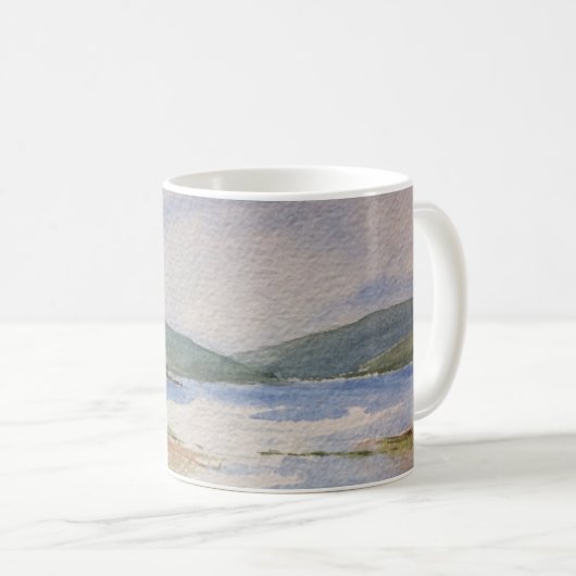 Wasserfarbe Maine Landschaft Wasserwald Blau Grün Kaffeetasse (VorderseiteRechts)