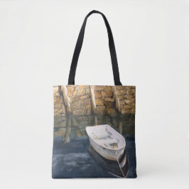 Wasserfarbe Maine Rowboat Hafen Küstenstreifen Tas Tasche
